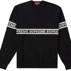 Supreme New York logo stripe knit top crewneck sweater NWT FW19KN18